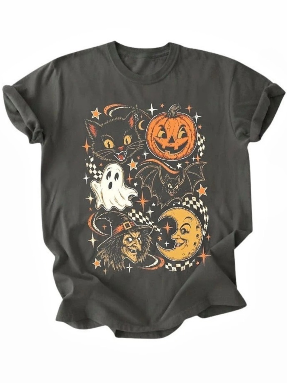 Halloween Cat Pumpkin Ghost Witch Moon Comfort Colors T-Shirt